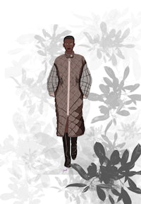 an illustration of a woman wearing a coat and boots